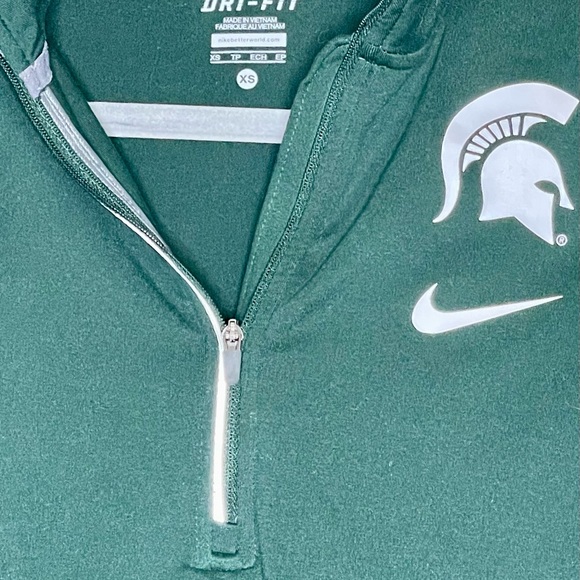 Nike dri fit 3/4 zip long sleeve Michigan State Spartan green - Picture 2 of 4